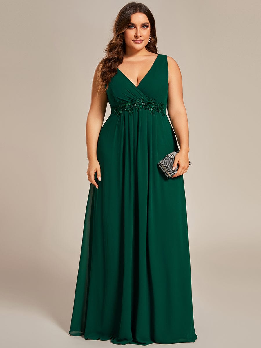 Elegant V-Neck Applique A-Line Evening Gown - Image 18