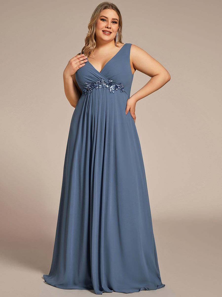 Elegant V-Neck Applique A-Line Evening Gown - Image 13