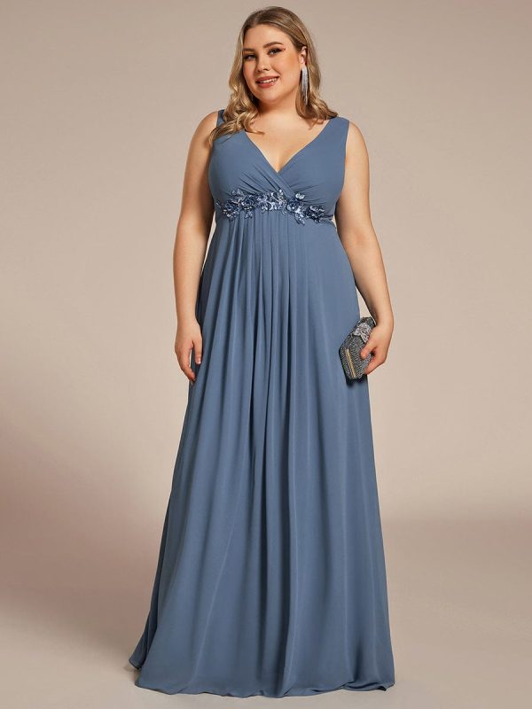 Elegant V-Neck Applique A-Line Evening Gown - Image 12