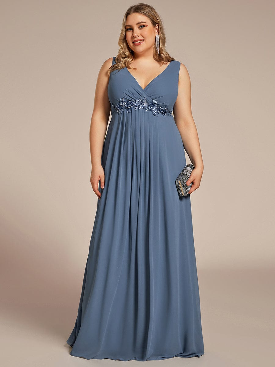 Elegant V-Neck Applique A-Line Evening Gown - Image 12