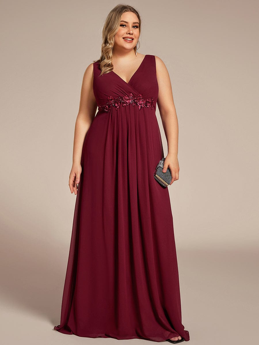 Elegant V-Neck Applique A-Line Evening Gown - Image 8