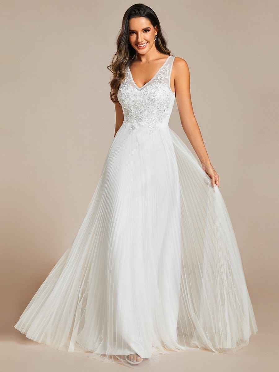 Elegant V-Neck Sleeveless Wholesale Evening Gown with Applique Detail - Image 12