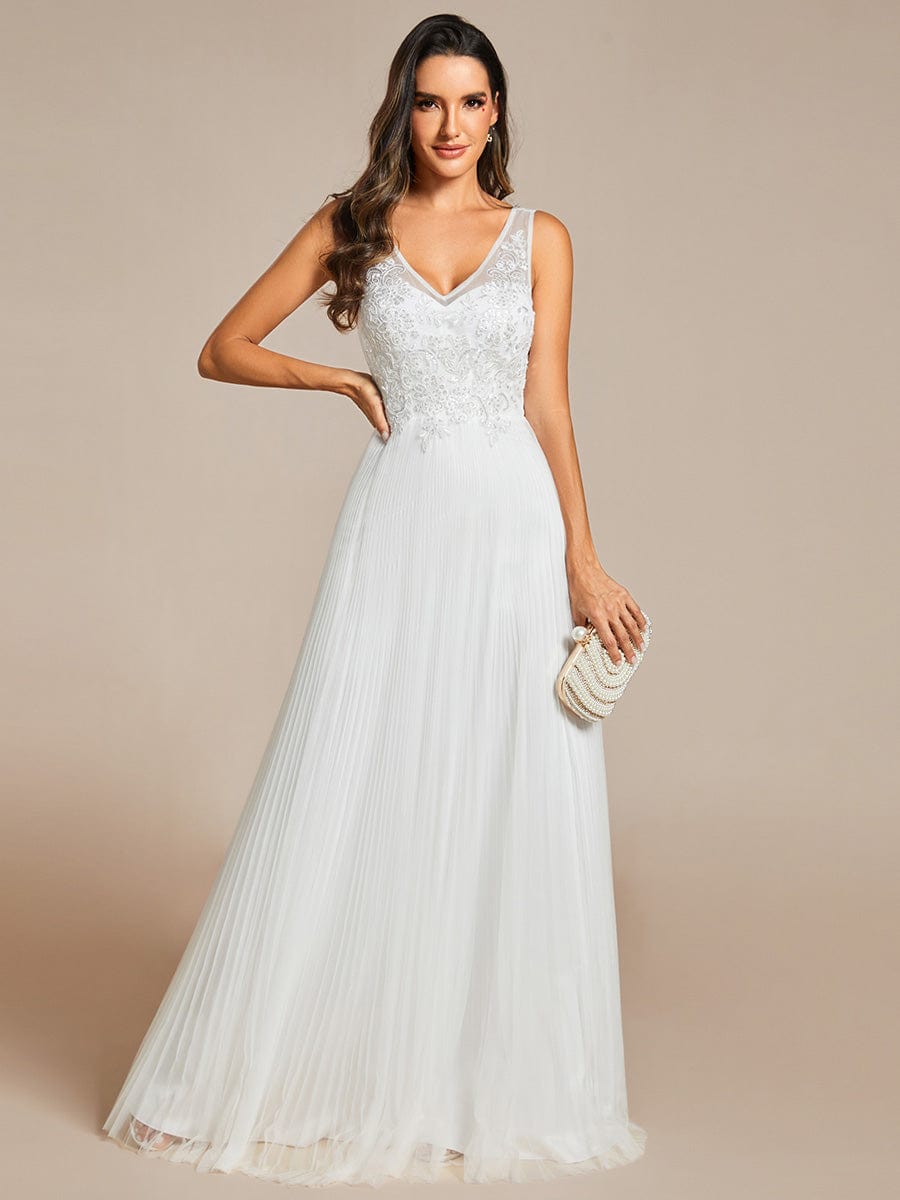 Elegant V-Neck Sleeveless Wholesale Evening Gown with Applique Detail - Image 13