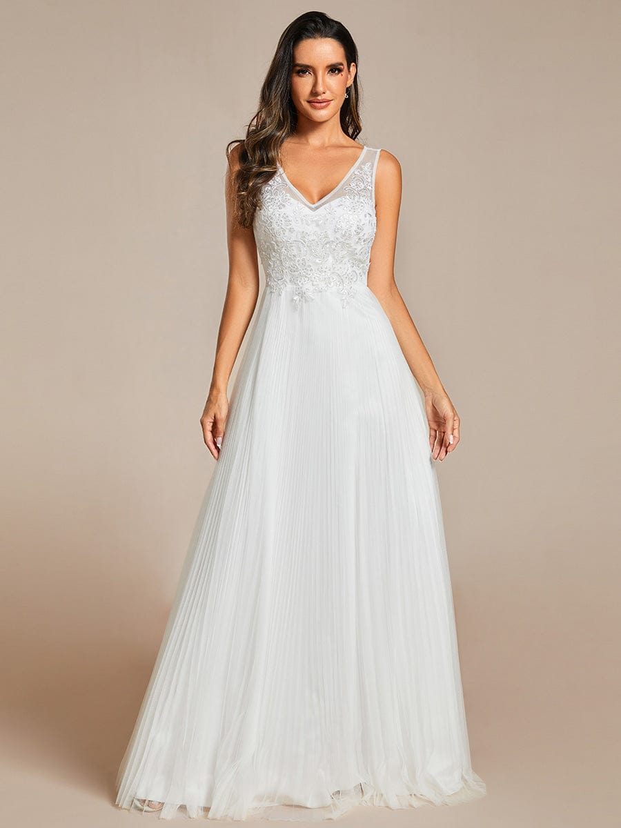 Elegant V-Neck Sleeveless Wholesale Evening Gown with Applique Detail - Image 15