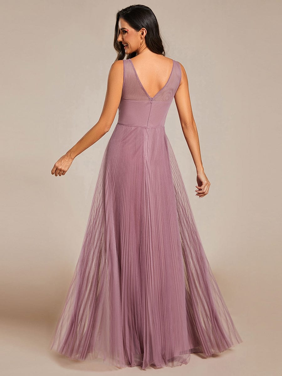 Elegant V-Neck Sleeveless Wholesale Evening Gown with Applique Detail - Image 17