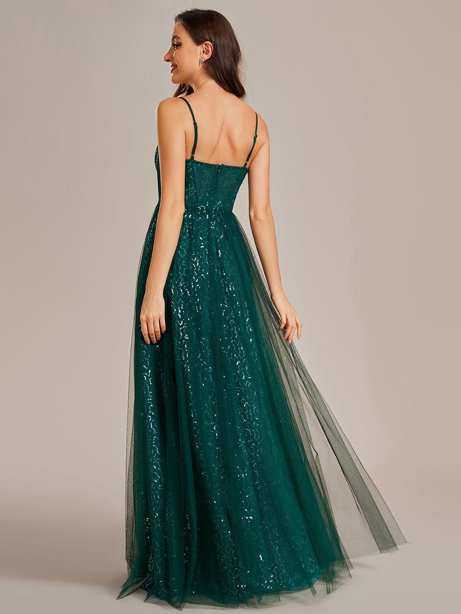 Enchanting Sequin Adorned High-Waisted Evening Gown - Image 2