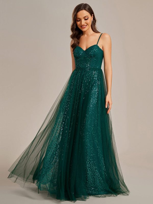 Enchanting Sequin Adorned High-Waisted Evening Gown - Image 3