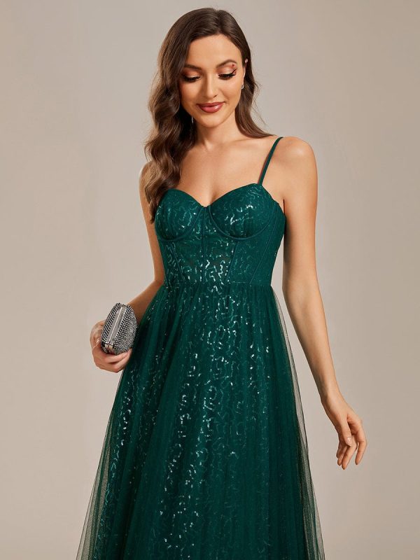 Enchanting Sequin Adorned High-Waisted Evening Gown - Image 4