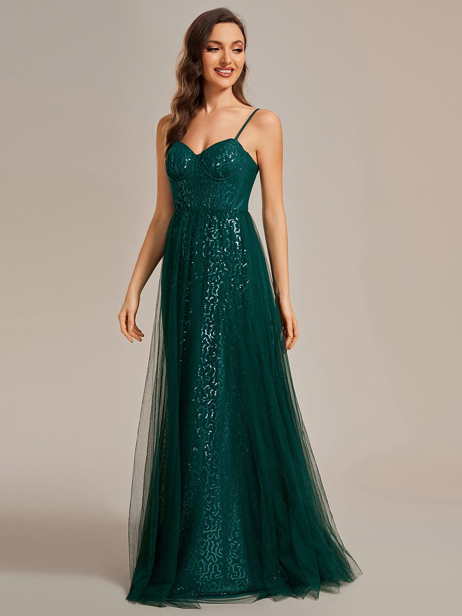 Enchanting Sequin Adorned High-Waisted Evening Gown - Image 5