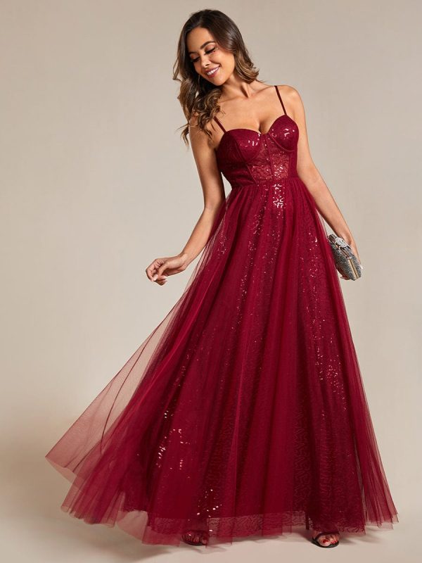 Enchanting Sequin Adorned High-Waisted Evening Gown - Image 8