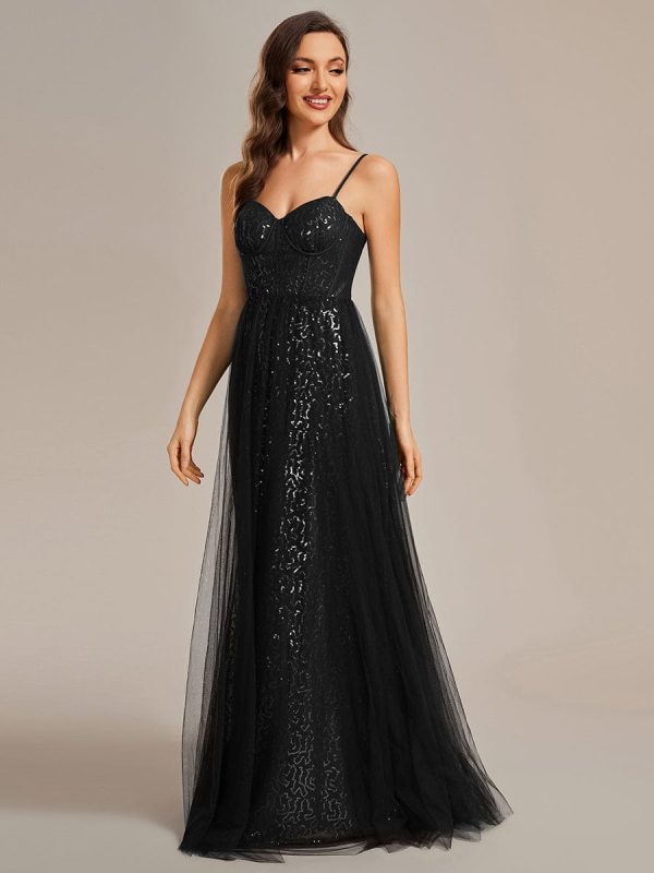 Enchanting Sequin Adorned High-Waisted Evening Gown - Image 15