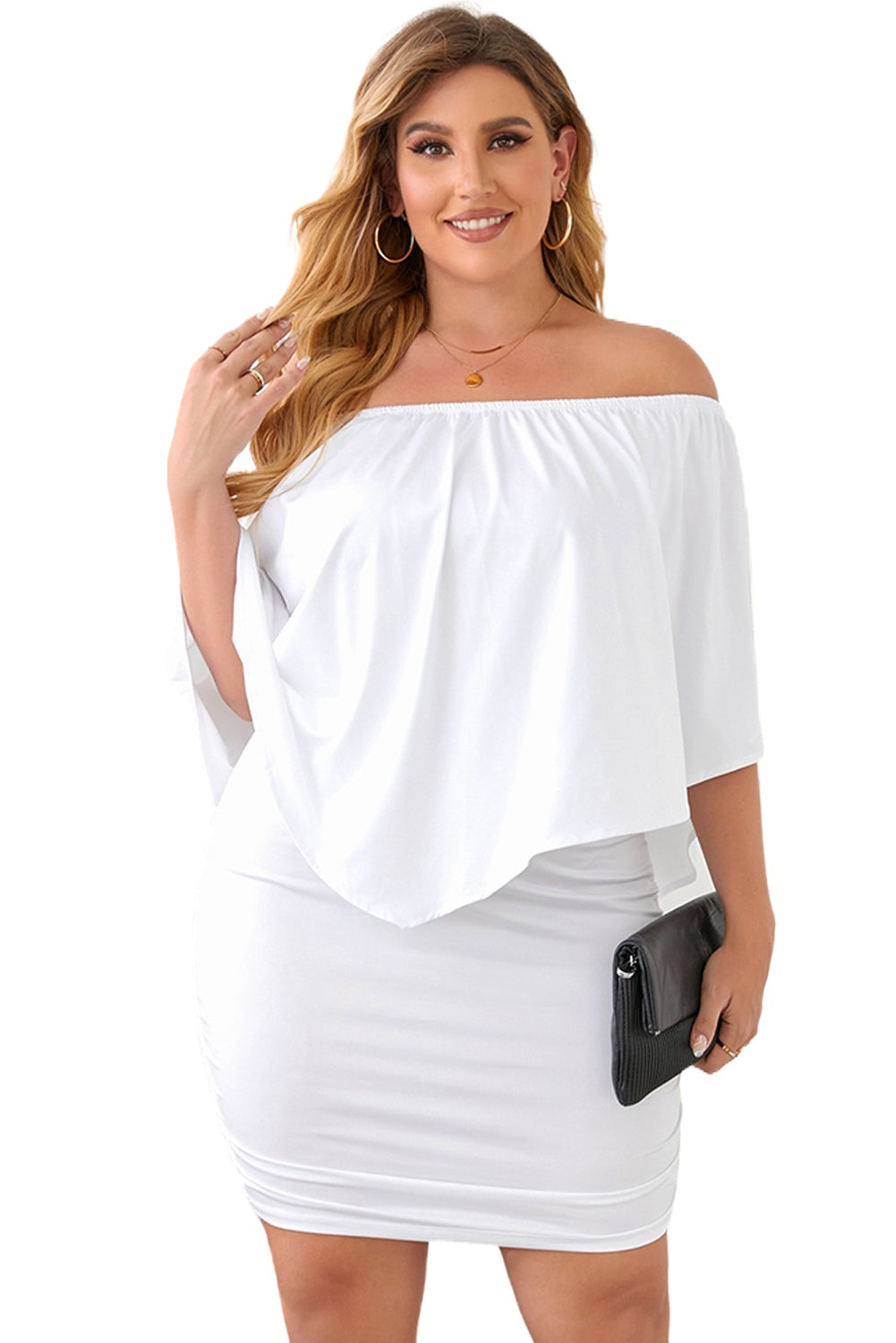 One shoulder Waisted Three-quarter Sleeve Dress - Image 25