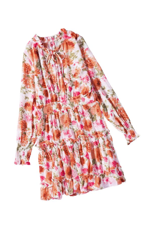 Casual Print Knee Long Sleeve Tunic Dresses - Image 21