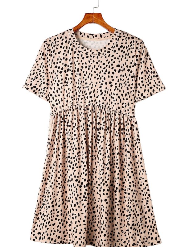 Temperament Floral Casual Strap Waist Round Neck Mini Dress - Image 31