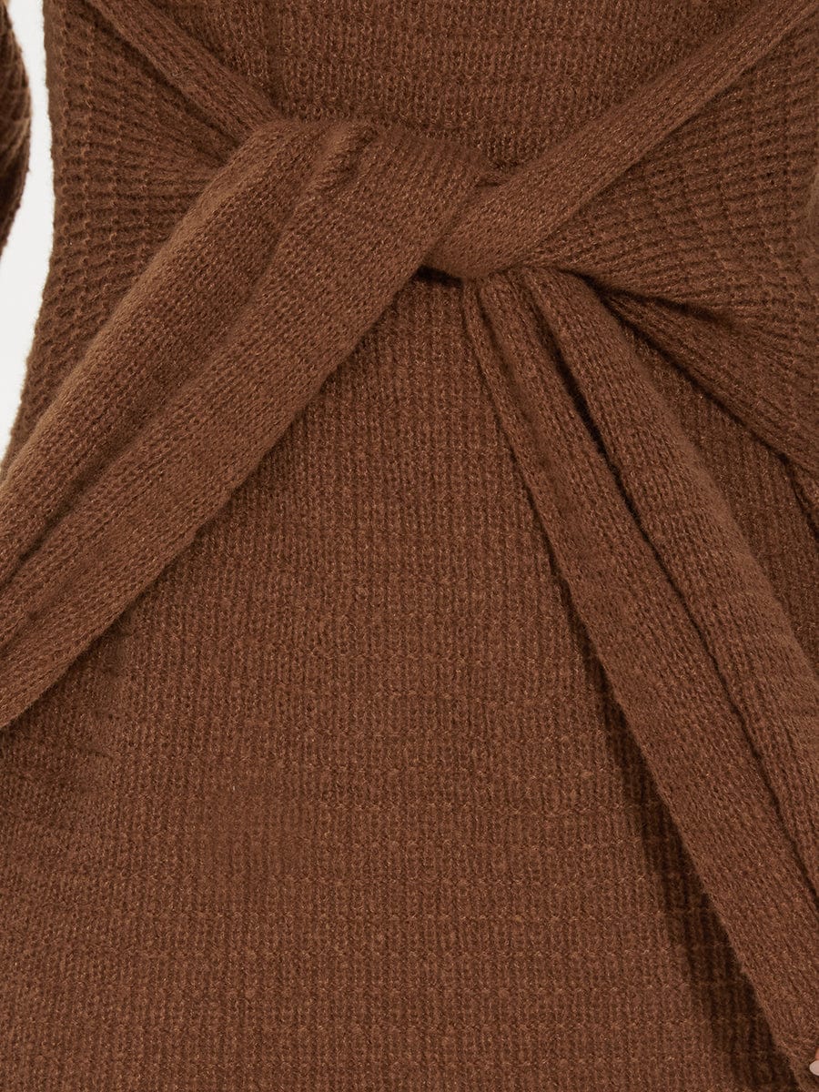 Fishtail Silhouette Sweater Dress With Belt - Image 15