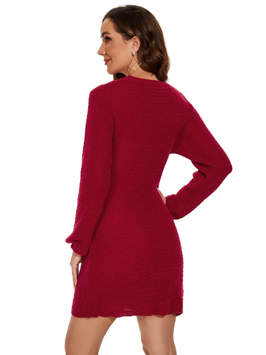 Fishtail Silhouette Sweater Dress With Belt - Image 2