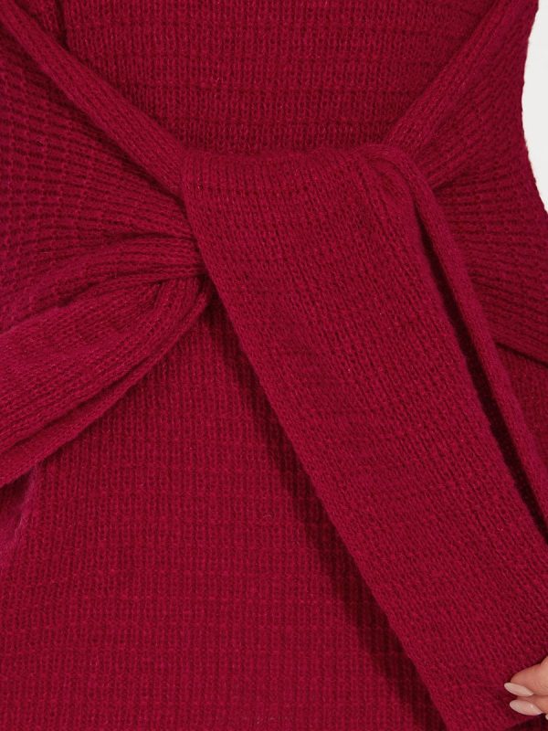 Fishtail Silhouette Sweater Dress With Belt - Image 6