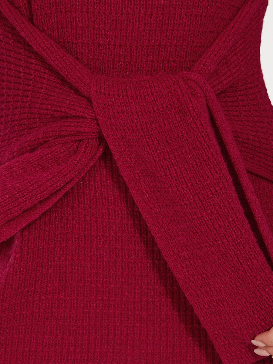 Fishtail Silhouette Sweater Dress With Belt - Image 6