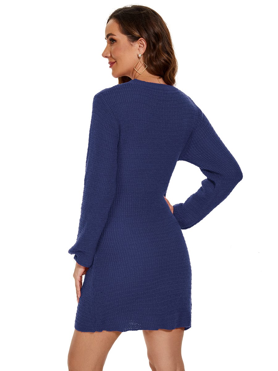 Fishtail Silhouette Sweater Dress With Belt - Image 17