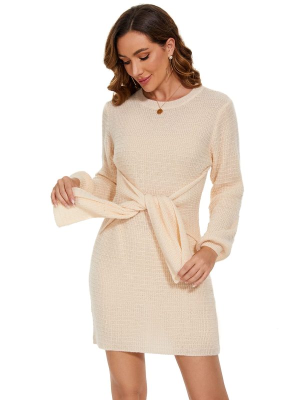 Fishtail Silhouette Sweater Dress With Belt - Image 24