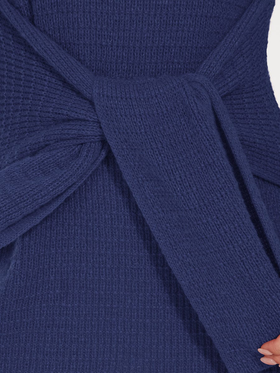 Fishtail Silhouette Sweater Dress With Belt - Image 20