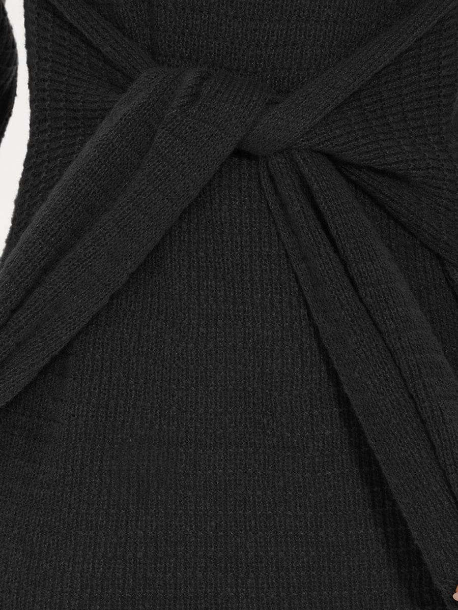 Fishtail Silhouette Sweater Dress With Belt - Image 9