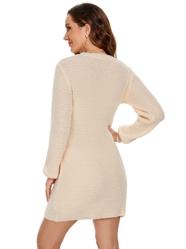 Fishtail Silhouette Sweater Dress With Belt - Image 22