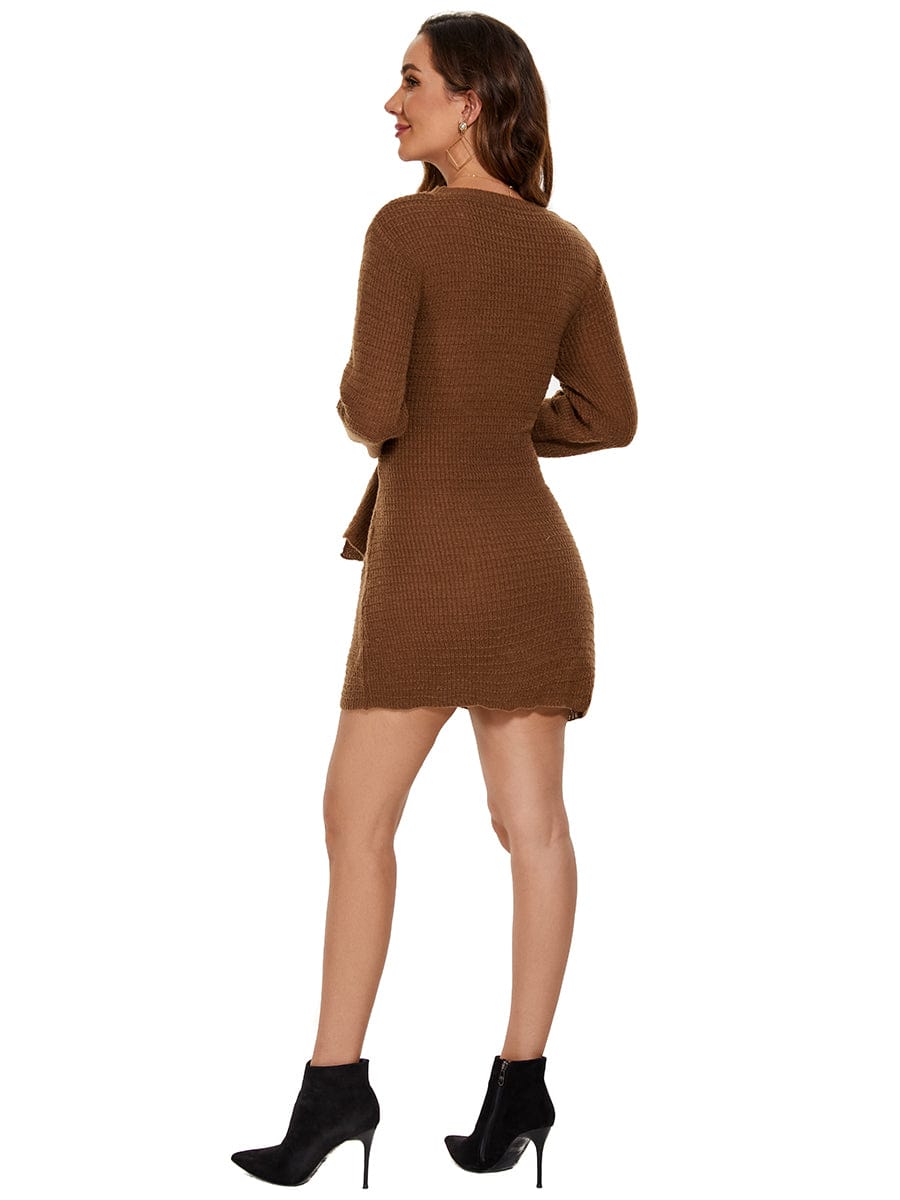 Fishtail Silhouette Sweater Dress With Belt - Image 12