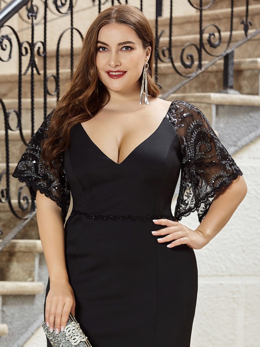 Flirty Sequined V-Neck Maxi Party Dress with Flare Sleeves - Image 7