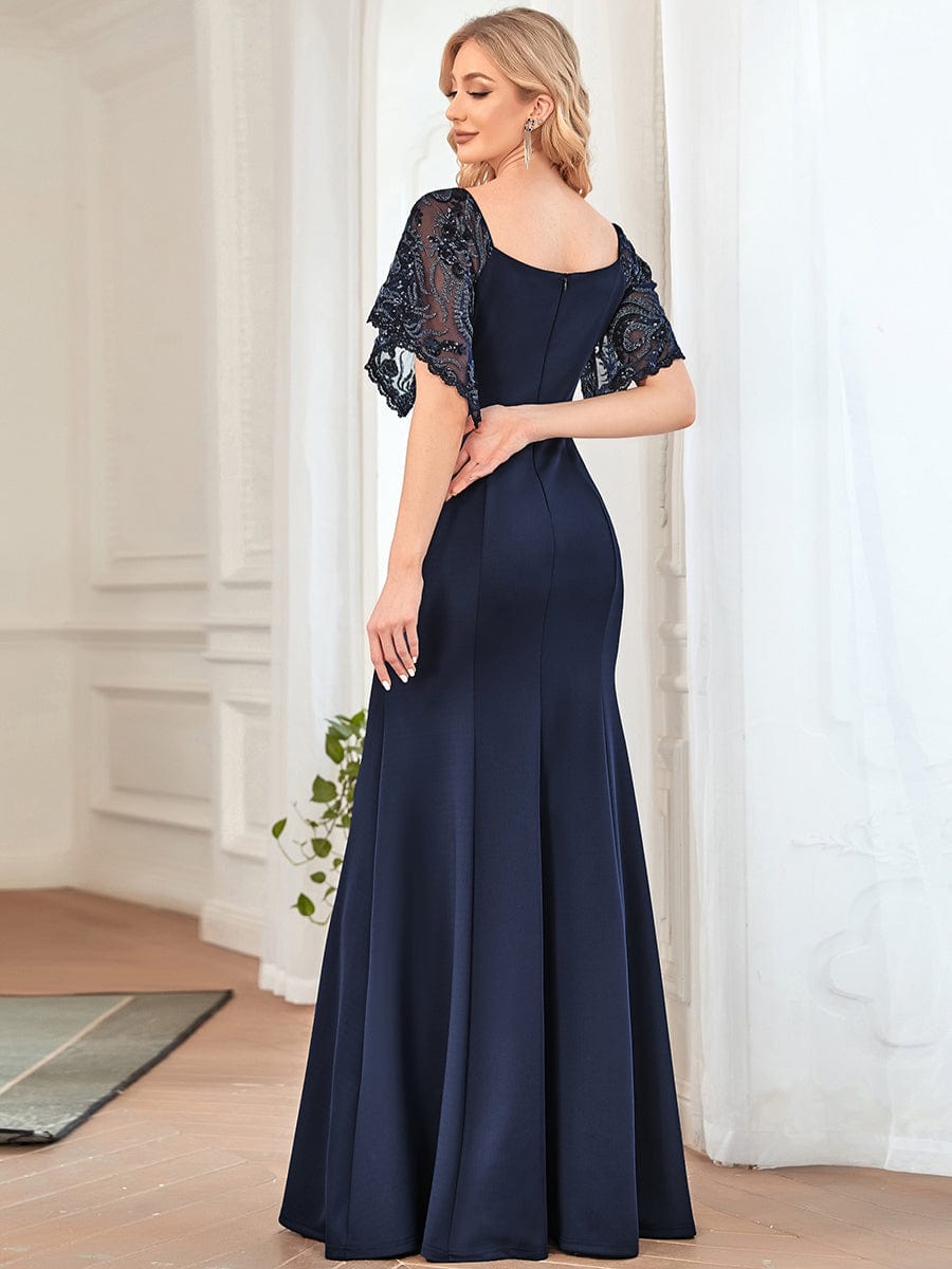Flirty Sequined V-Neck Maxi Party Dress with Flare Sleeves - Image 23
