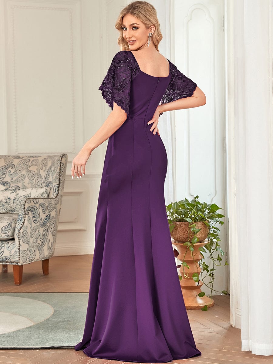 Flirty Sequined V-Neck Maxi Party Dress with Flare Sleeves - Image 27