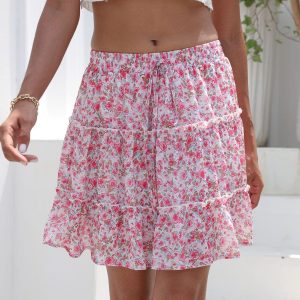 Floral Tiered Ruffle Cute Flowy Chiffon Mini Dress