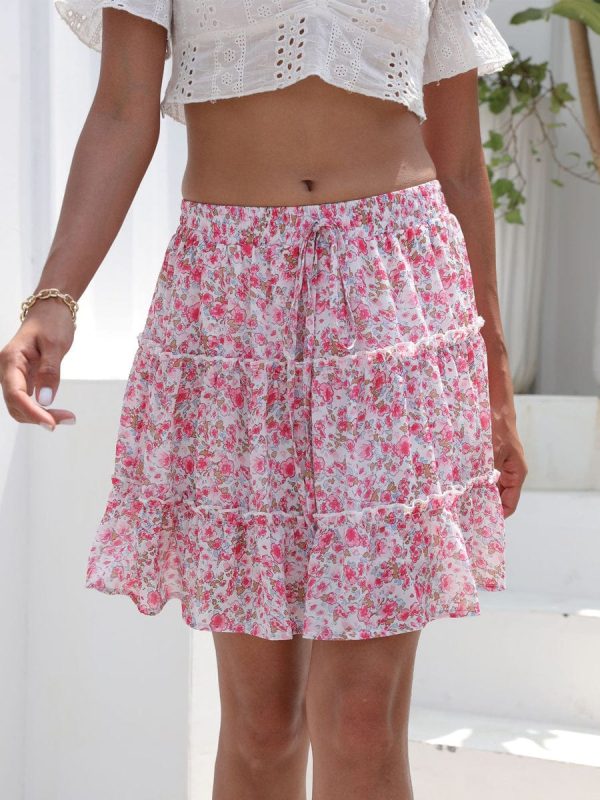 Floral Tiered Ruffle Cute Flowy Chiffon Mini Dress - Image 5