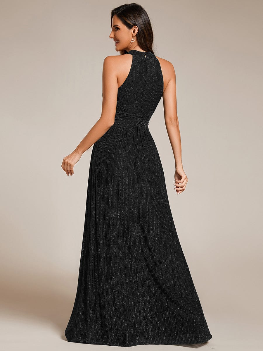 Glimmering Halter Neck Pleated Wholesale Evening Gown - Image 13