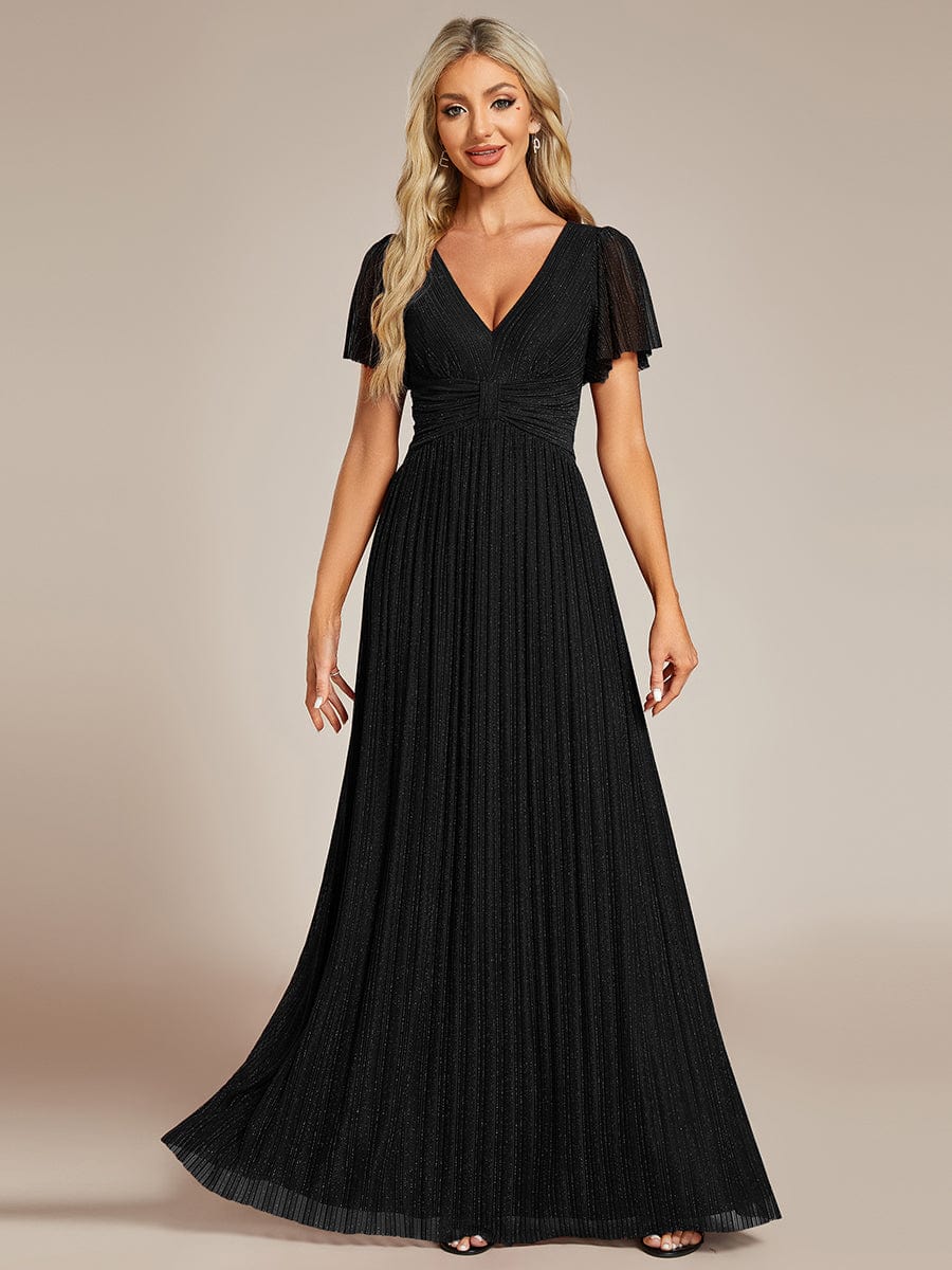Glittering V Neck Bow Waist Mesh Fabric Evening Gown in Bulk - Image 15