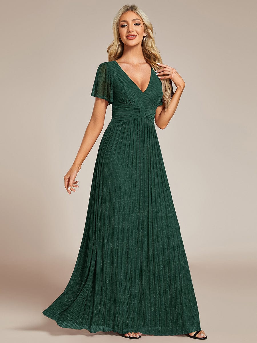 Glittering V Neck Bow Waist Mesh Fabric Evening Gown in Bulk - Image 16