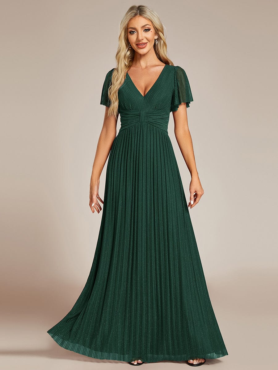 Glittering V Neck Bow Waist Mesh Fabric Evening Gown in Bulk - Image 18