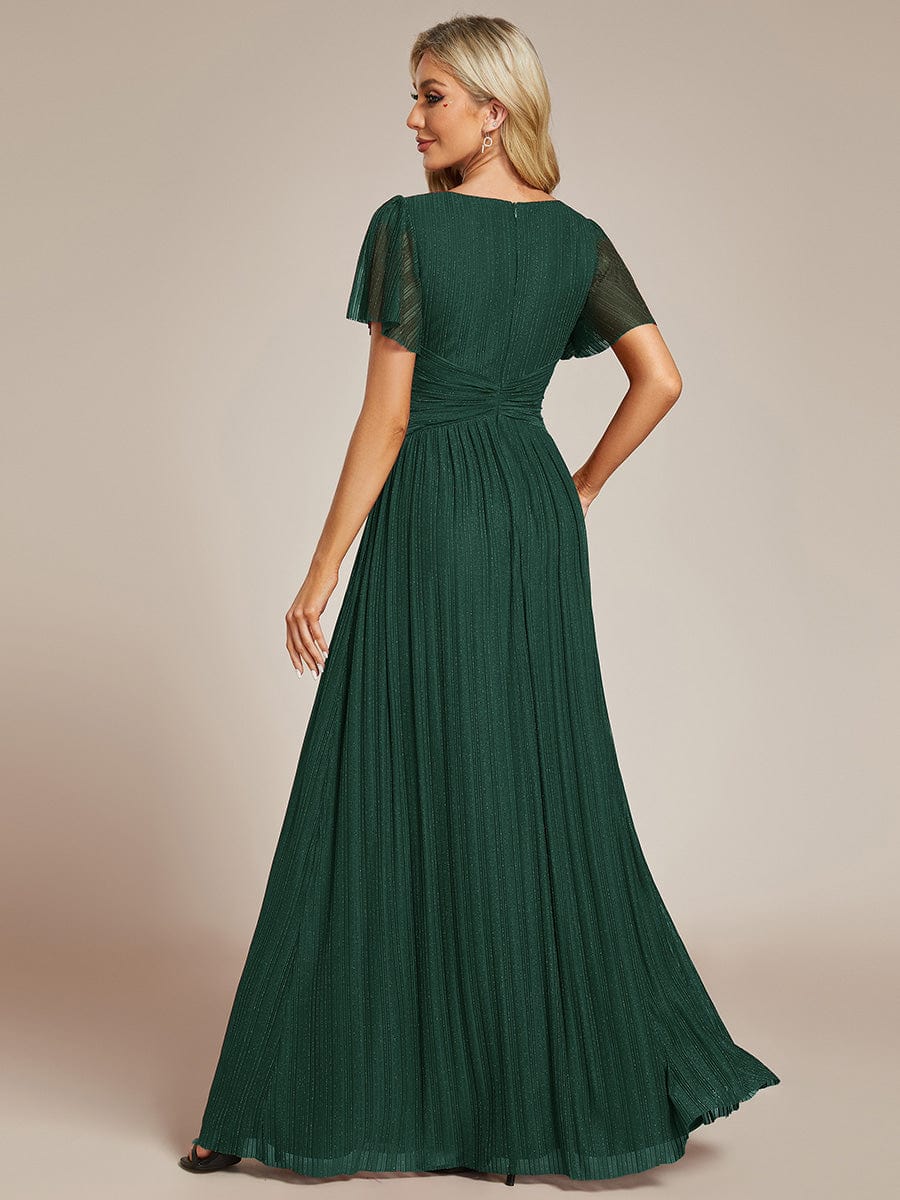 Glittering V Neck Bow Waist Mesh Fabric Evening Gown in Bulk - Image 20