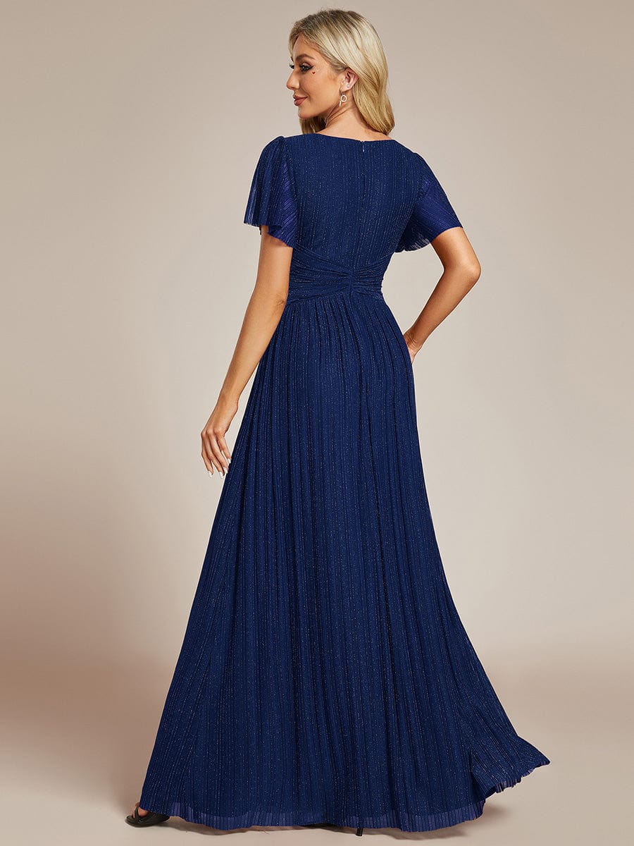 Glittering V Neck Bow Waist Mesh Fabric Evening Gown in Bulk - Image 21