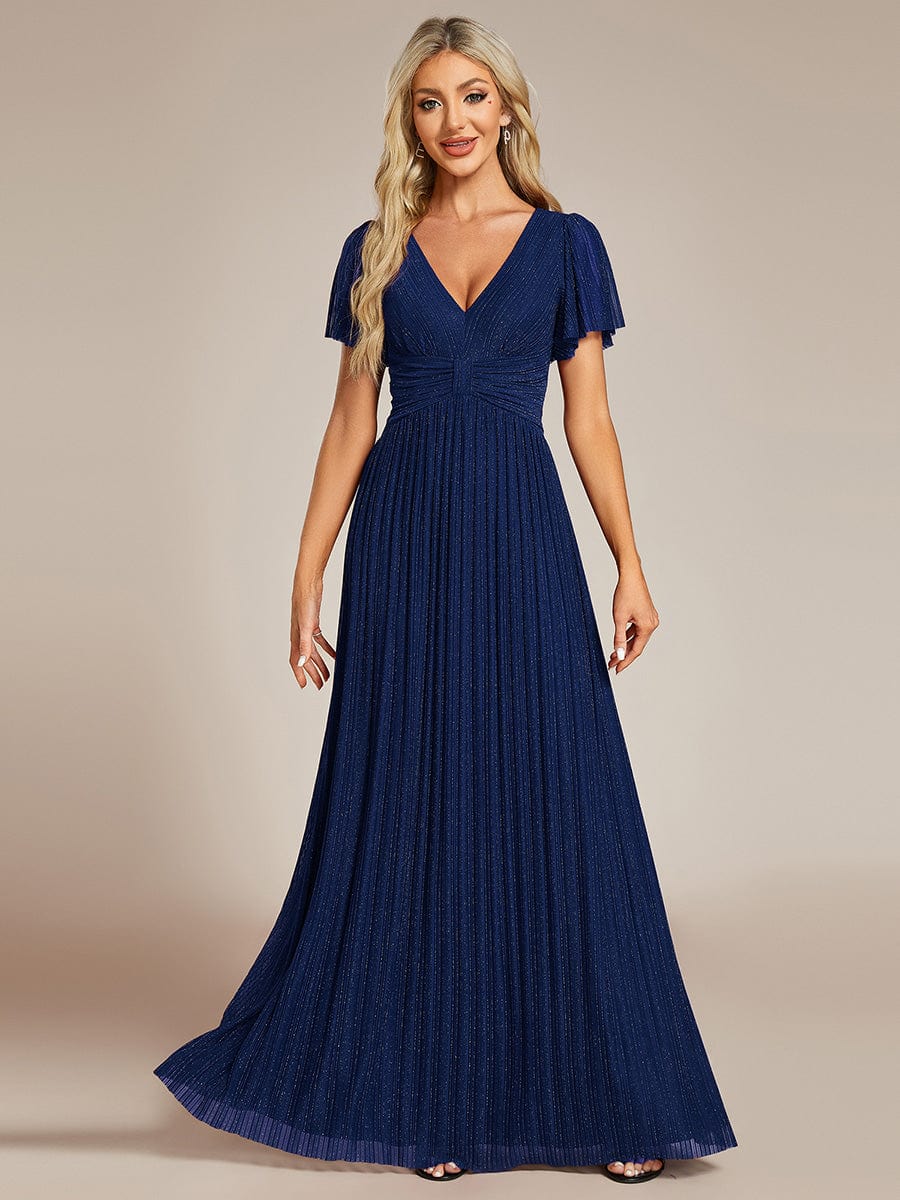 Glittering V Neck Bow Waist Mesh Fabric Evening Gown in Bulk - Image 25