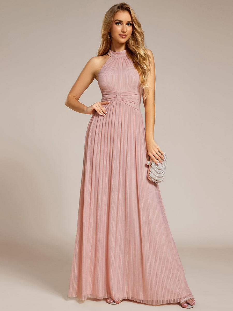 Glimmering Halter Neck Pleated Wholesale Evening Gown