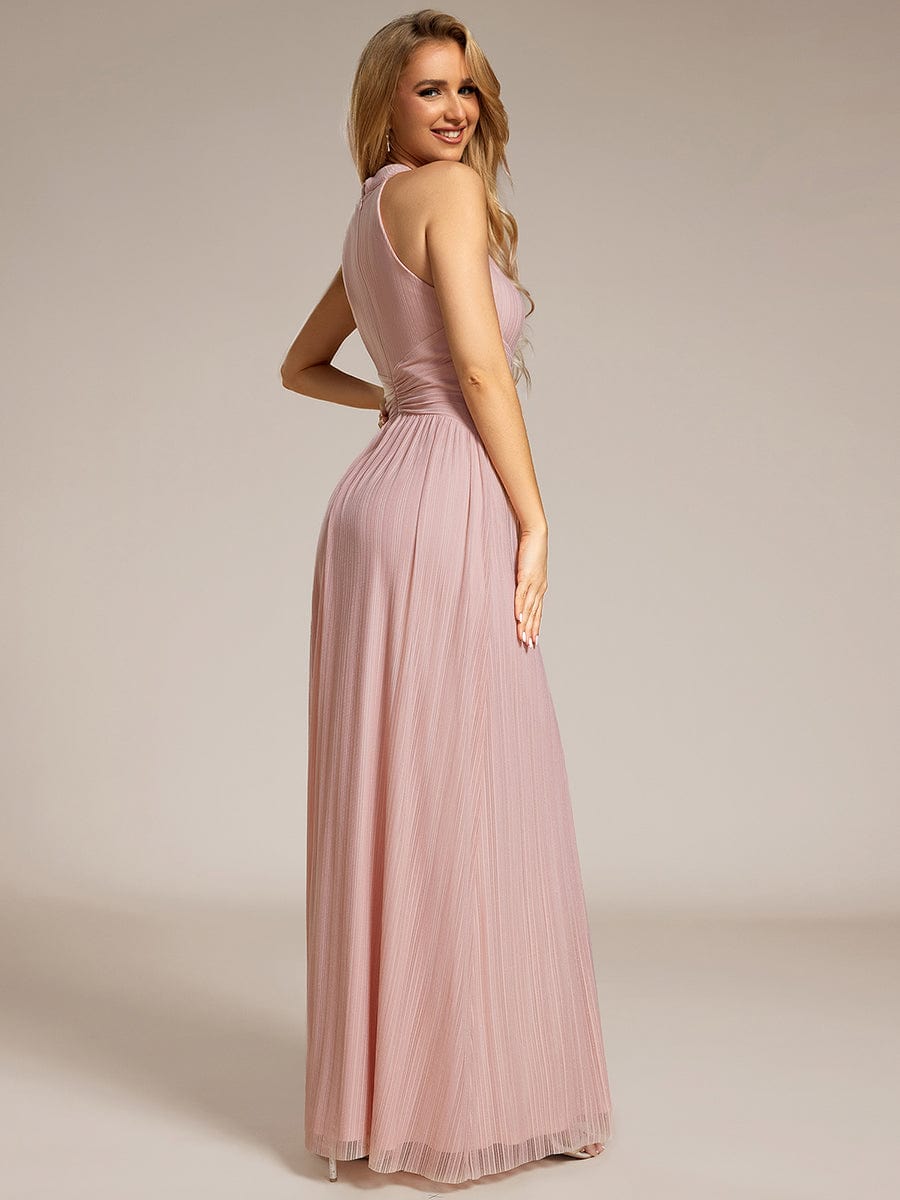 Glimmering Halter Neck Pleated Wholesale Evening Gown - Image 2