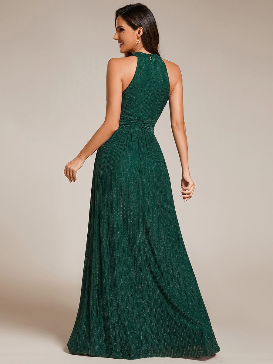 Glimmering Halter Neck Pleated Wholesale Evening Gown - Image 8