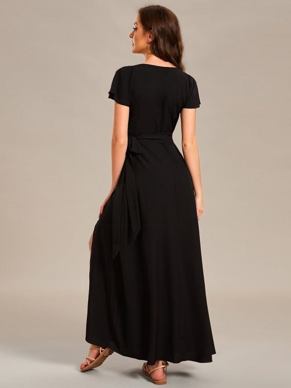 V-Neck Printed Cocktail Dress with Side Split - Image 34