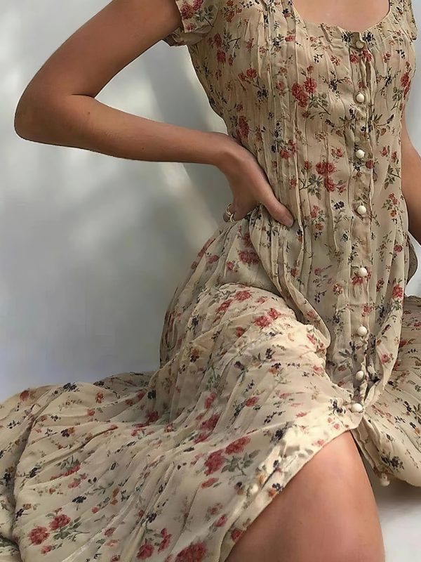 Single Breasted Floral Short Sleeve Dress - Image 5