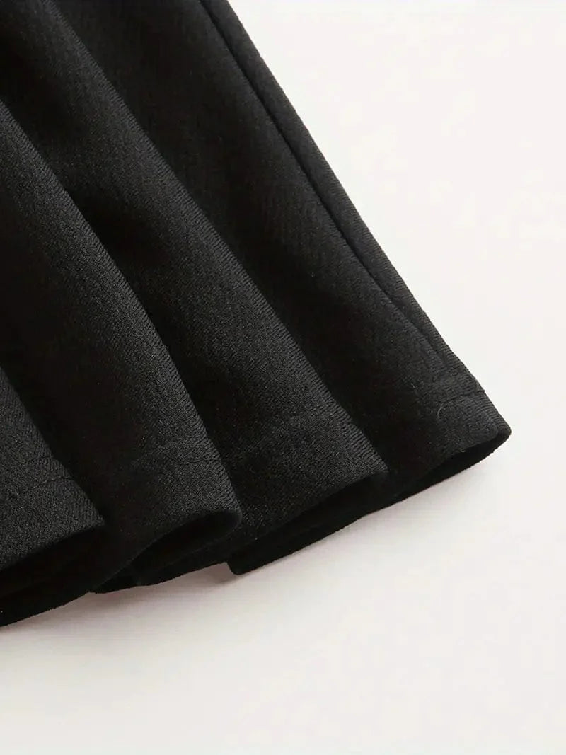 Chic Pleated Skater Skirt Mini Dress with High Waist - Image 21