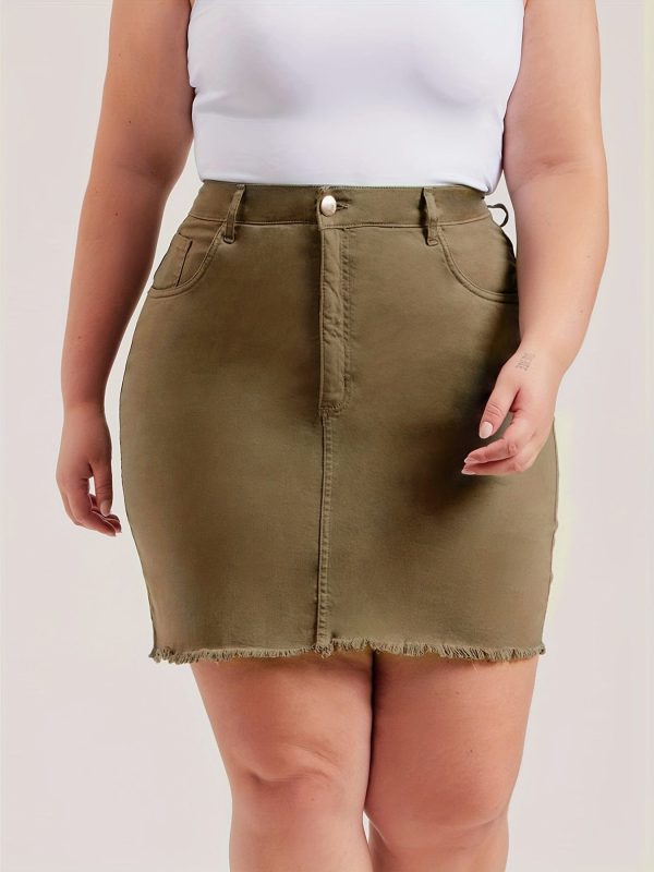 Solid High Waist Slim Fit Denim Mini Dress - Image 4