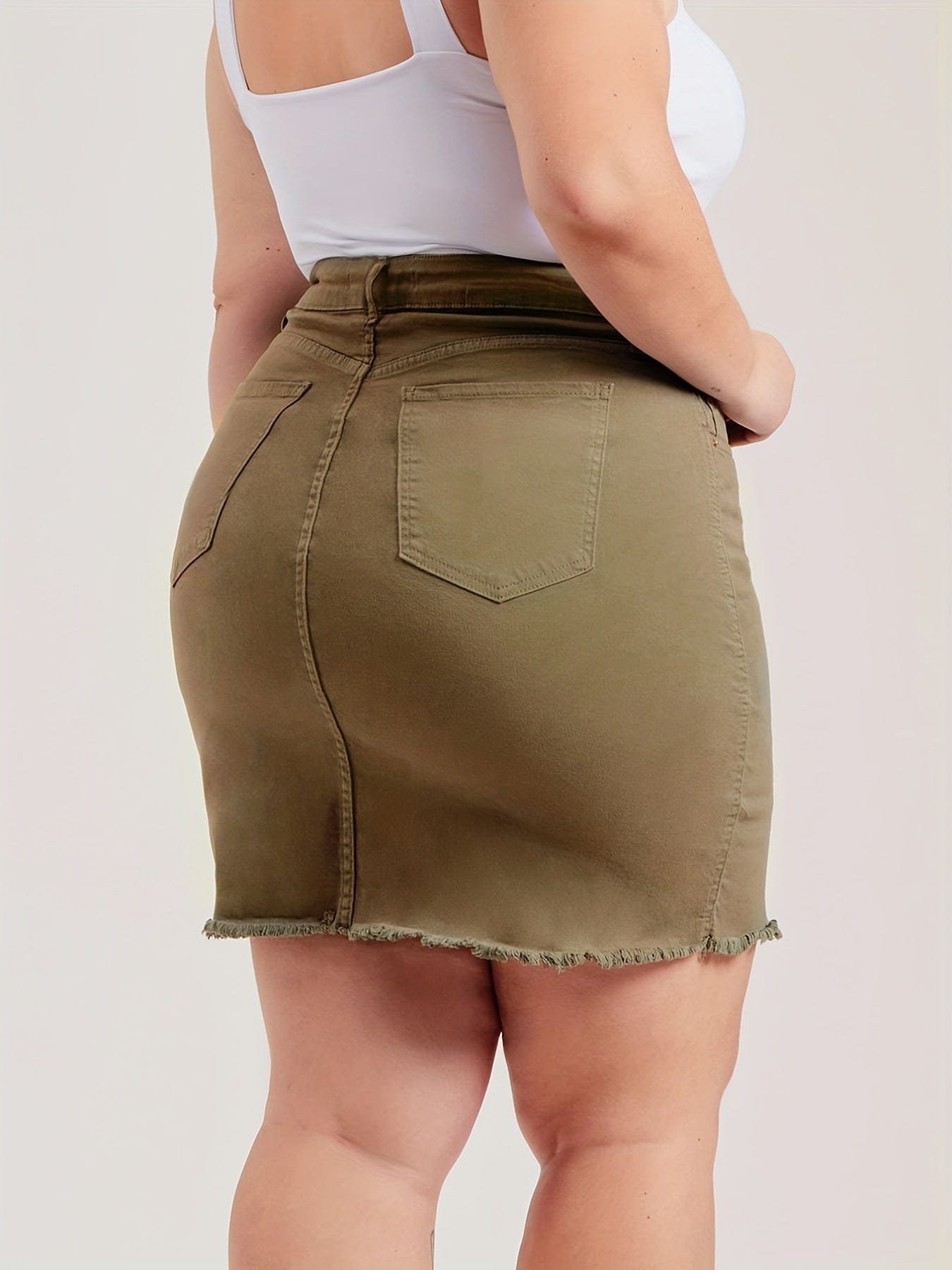 Solid High Waist Slim Fit Denim Mini Dress - Image 5