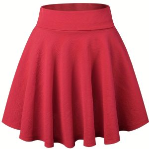 Chic Pleated Skater Skirt Mini Dress with High Waist