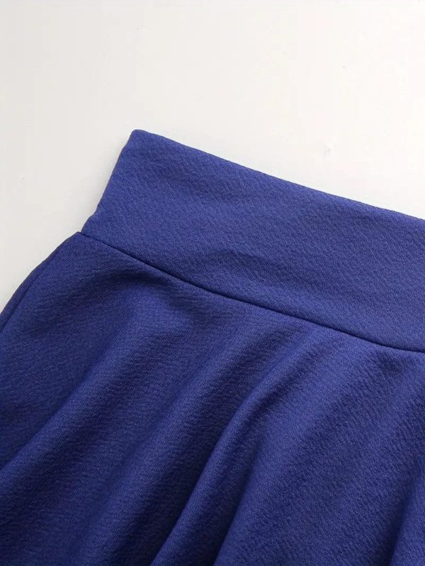 Chic Pleated Skater Skirt Mini Dress with High Waist - Image 5